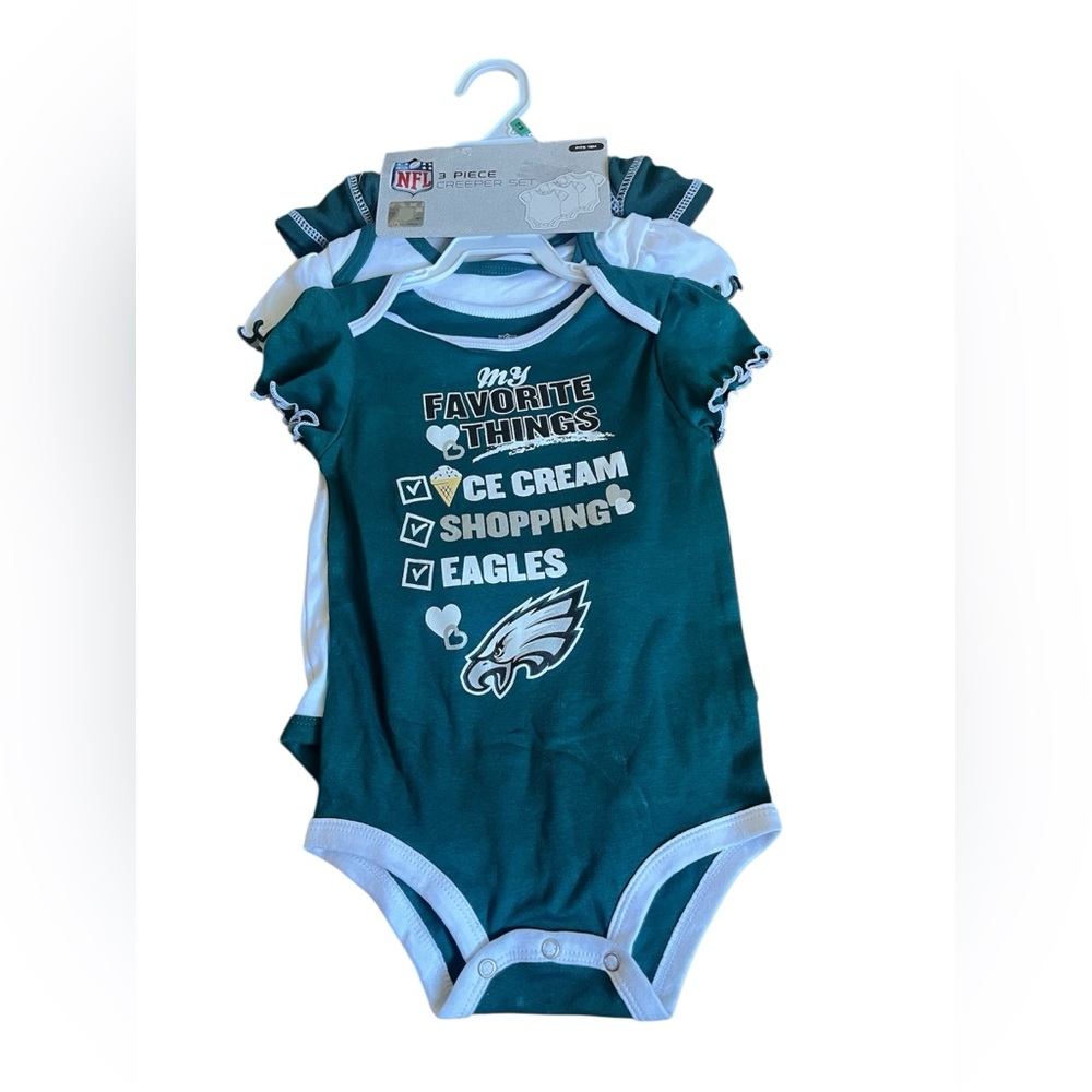 NFL Eagles Teal Baby Onesie Trio
